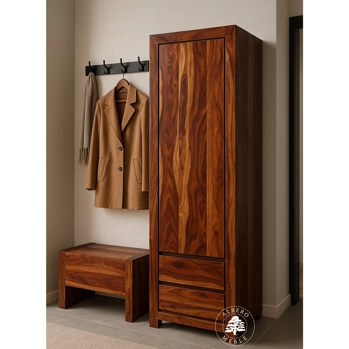 Wąska i Głęboka Nowoczesna Szafa Drewniana