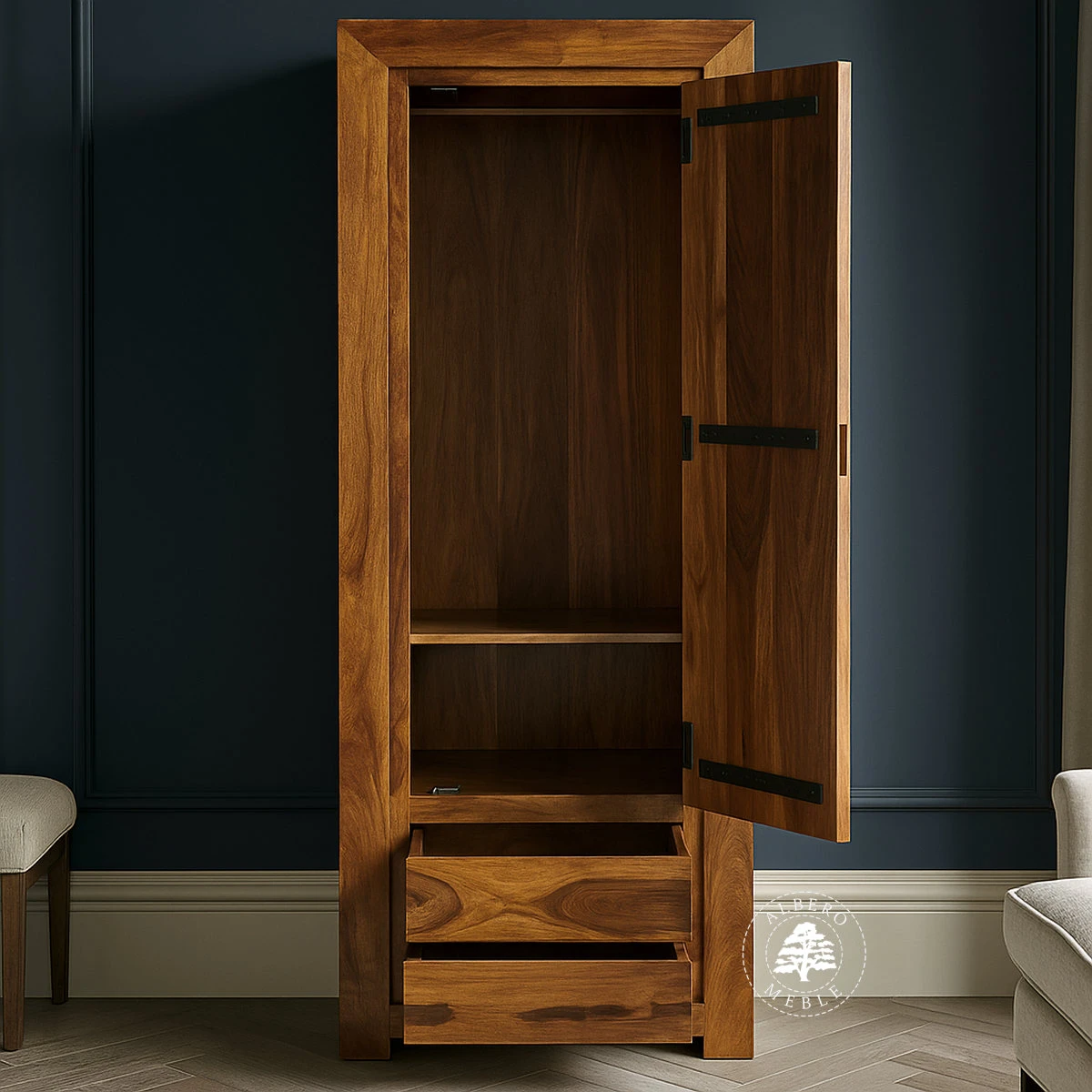 Wąska i Głęboka Nowoczesna Szafa Drewniana