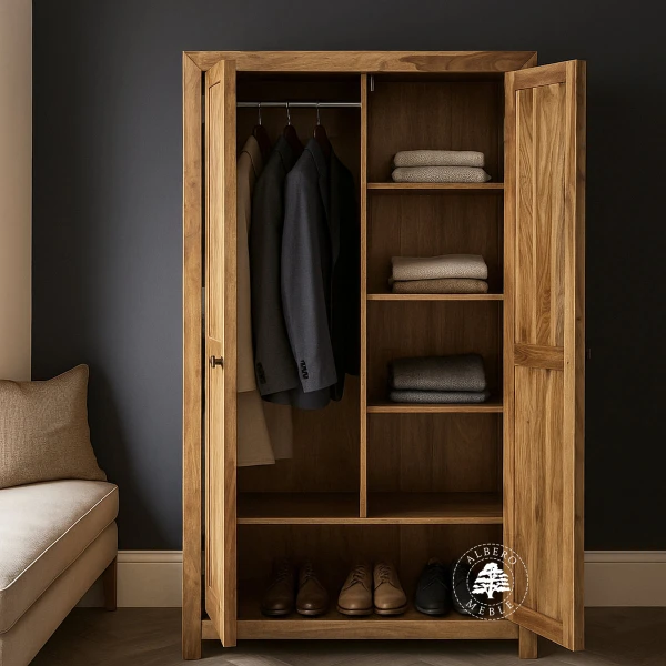 Prosta Szafa z Litego Drewna w Nowoczesnym, Minimalistycznym