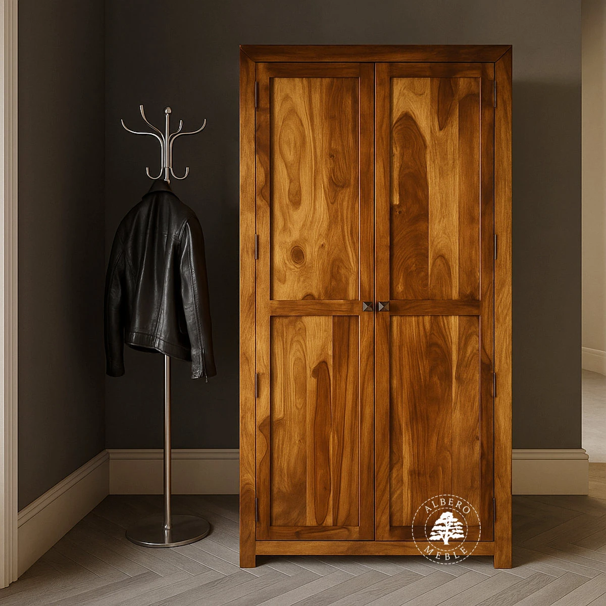 Prosta Szafa z Litego Drewna w Nowoczesnym, Minimalistycznym