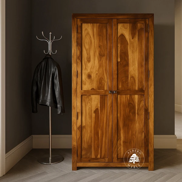 Prosta Szafa z Litego Drewna w Nowoczesnym, Minimalistycznym