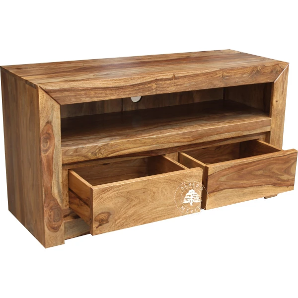 Drewniana szafka RTV z dwiema szufladami