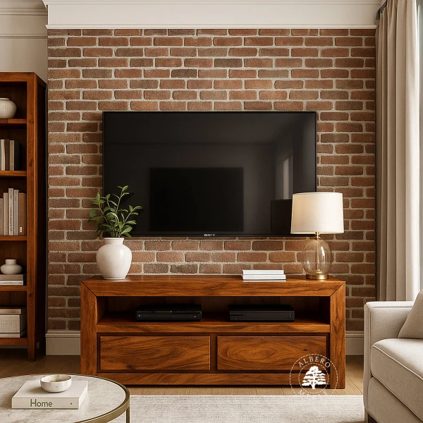 Drewniana szafka RTV z dwiema szufladami