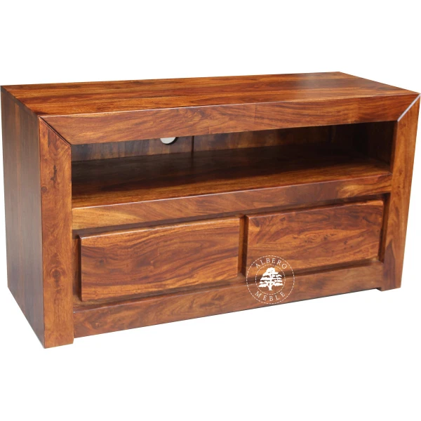 Drewniana szafka RTV z dwiema szufladami