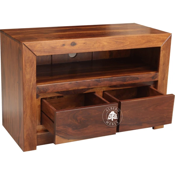 Drewniana szafka RTV z dwiema szufladami