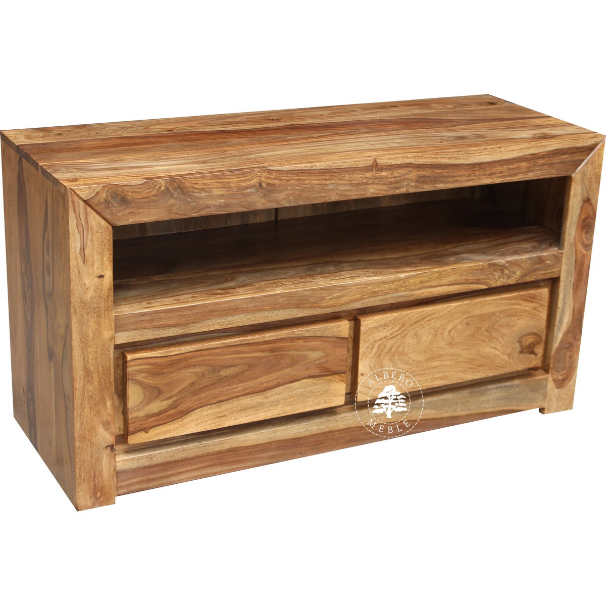 Drewniana szafka RTV z dwiema szufladami