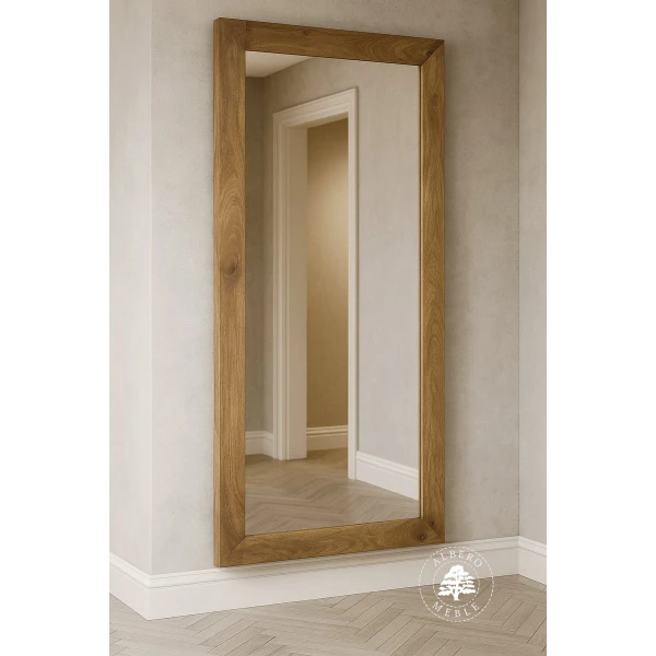 Lustro w prostej ramie z litego drewna mango