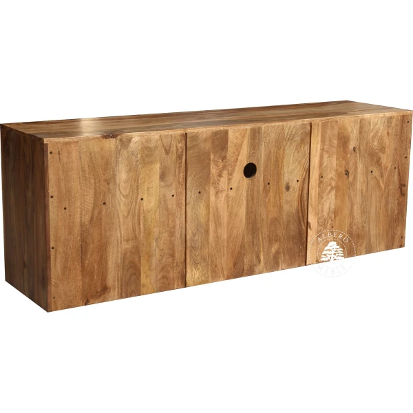 Drewniana niska szafka telewizyjna z szufladami