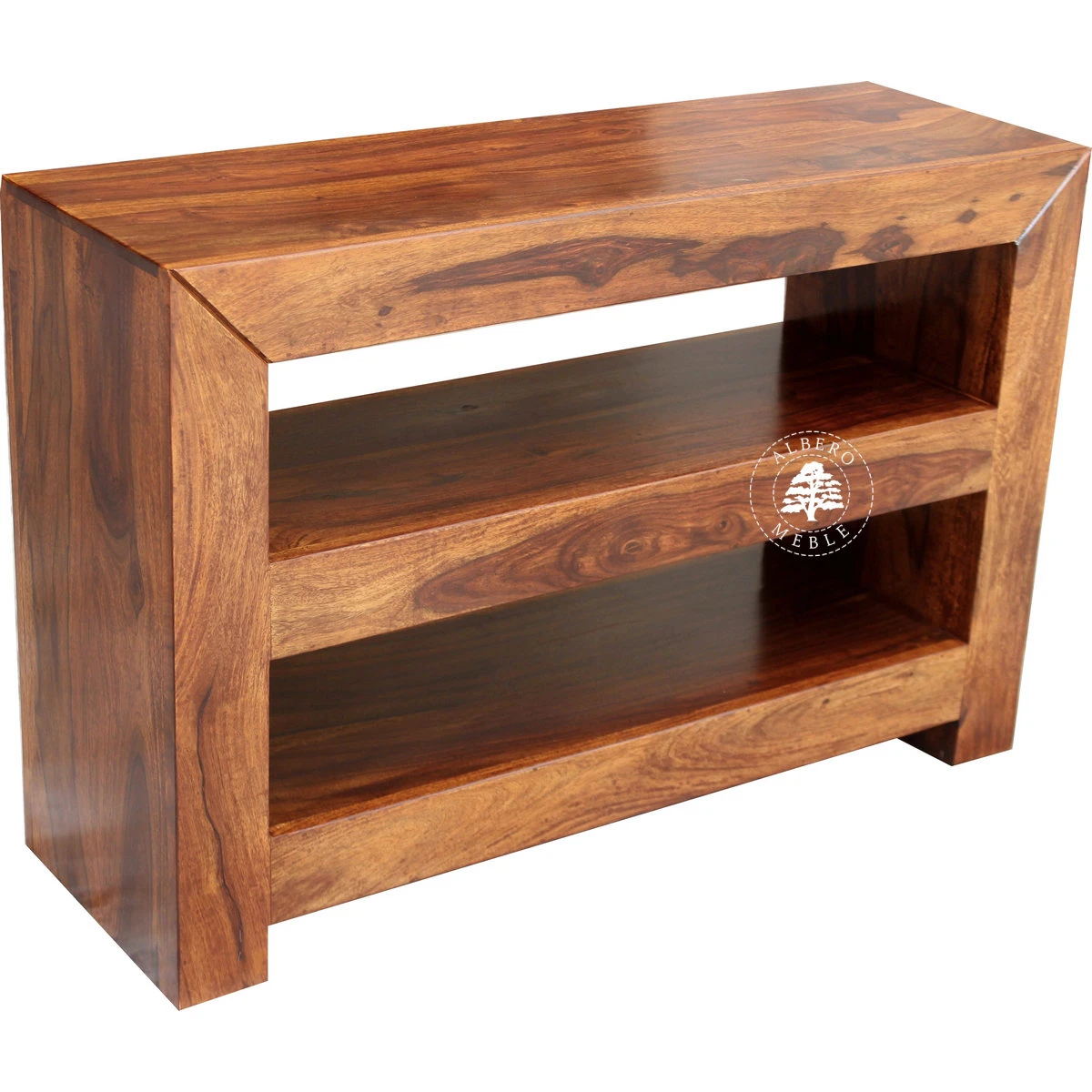 Nowoczesny drewniany regał na sprzęt RTV i audio