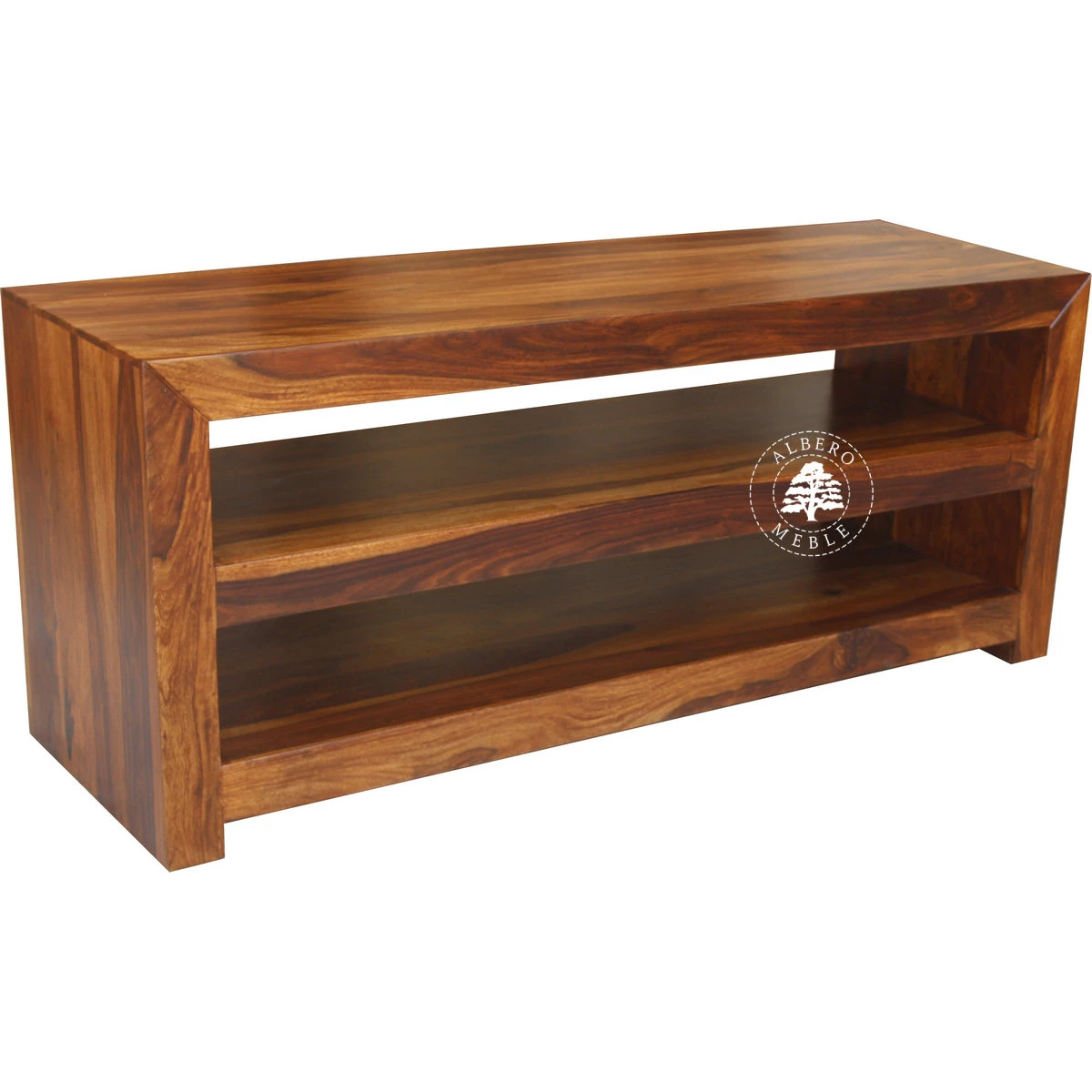 Nowoczesny drewniany regał na sprzęt RTV i audio