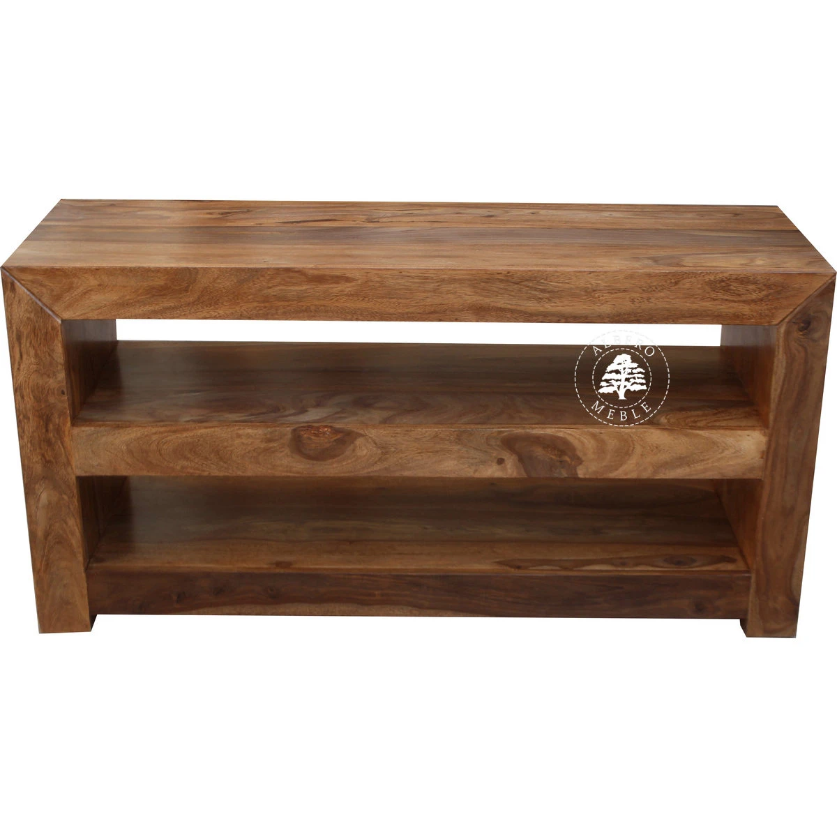 Nowoczesny drewniany regał na sprzęt RTV i audio