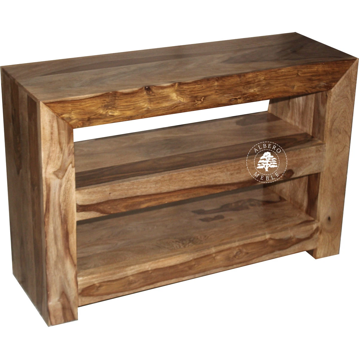 Nowoczesny drewniany regał na sprzęt RTV i audio