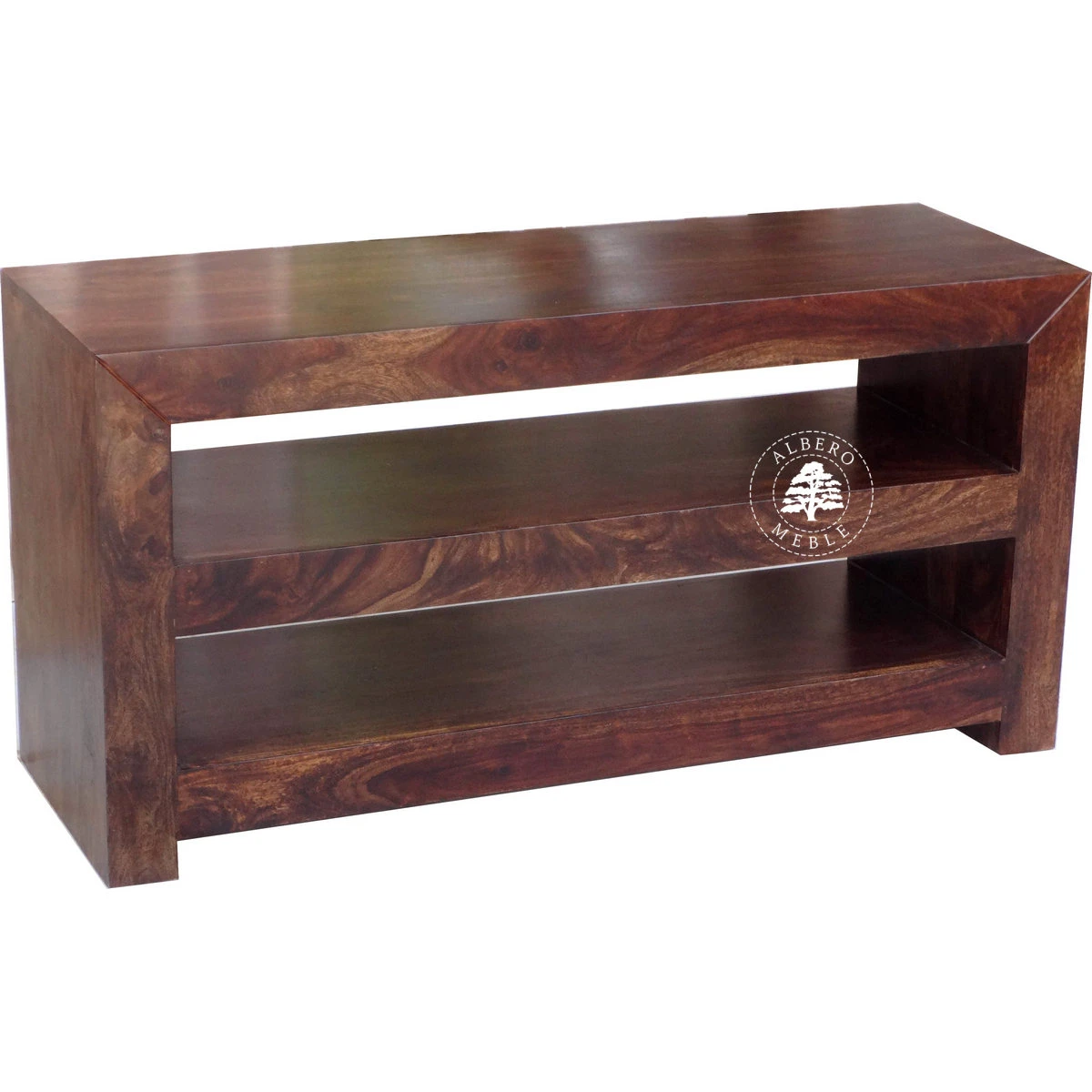 Nowoczesny drewniany regał na sprzęt RTV i audio