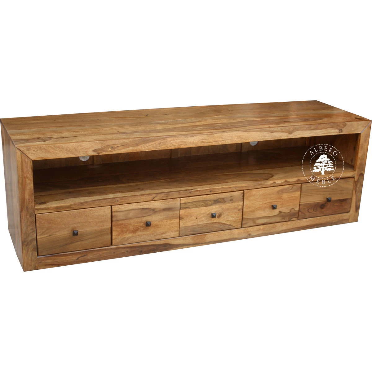 Nowoczesna drewniana komoda RTV z szufladami na płyty CD