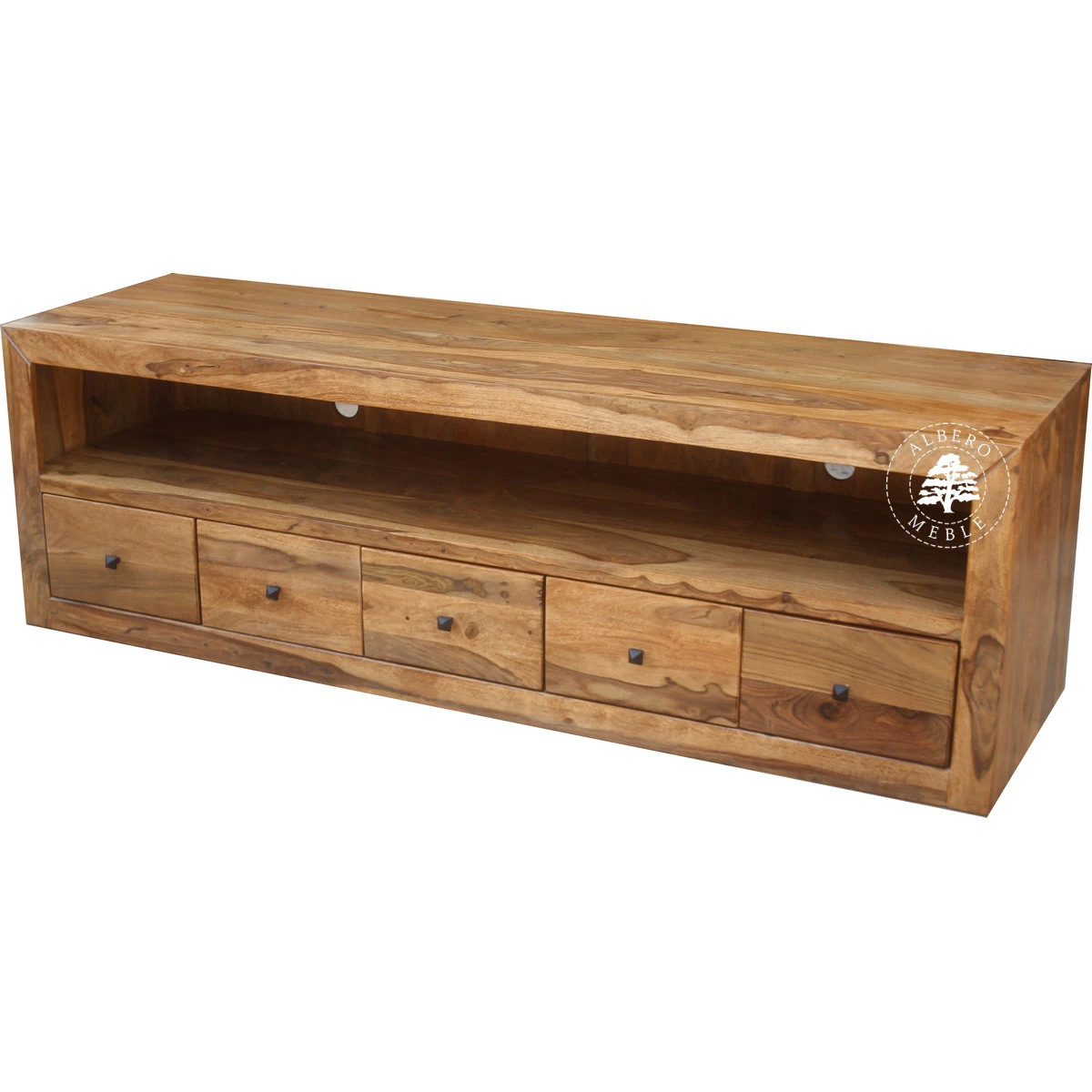 Nowoczesna drewniana komoda RTV z szufladami na płyty CD