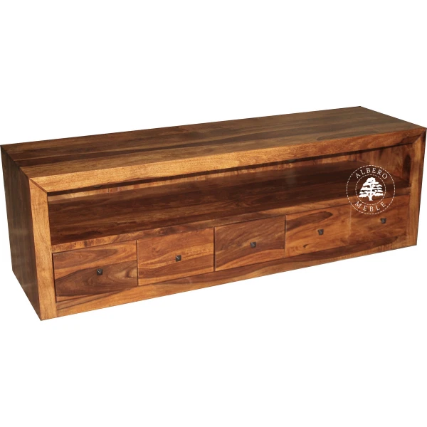 Nowoczesna drewniana komoda RTV z szufladami na płyty CD