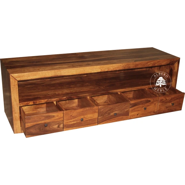 Nowoczesna drewniana komoda RTV z szufladami na płyty CD