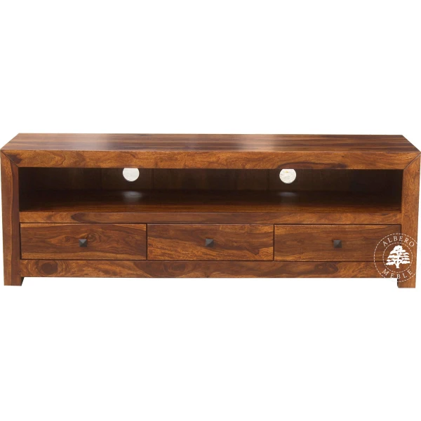 Niska drewniana szafka z szufladami do salonu