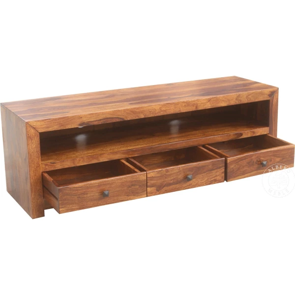 Niska drewniana szafka z szufladami do salonu