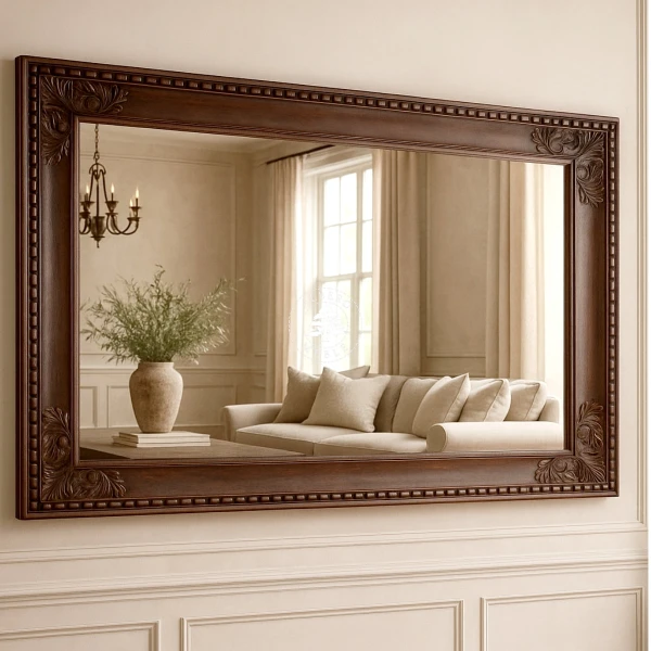 Lustro w rzeźbionej ramie drewnianej