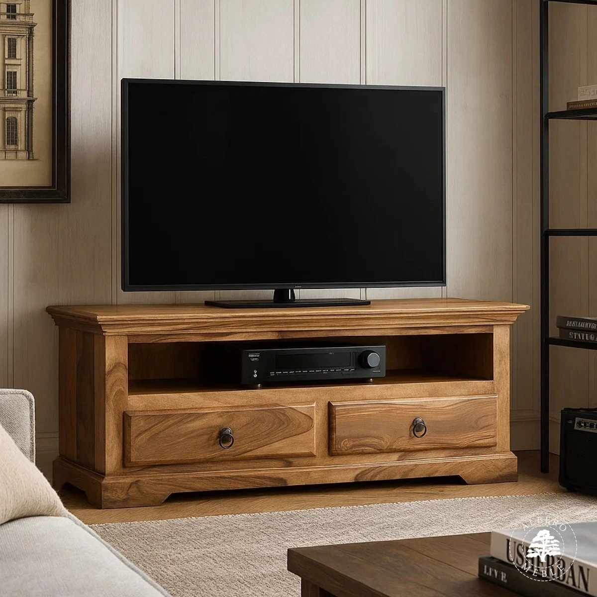 Klasyczna kolonialna komoda telewizyjna z palisandru