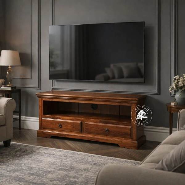 Klasyczna kolonialna komoda telewizyjna z palisandru