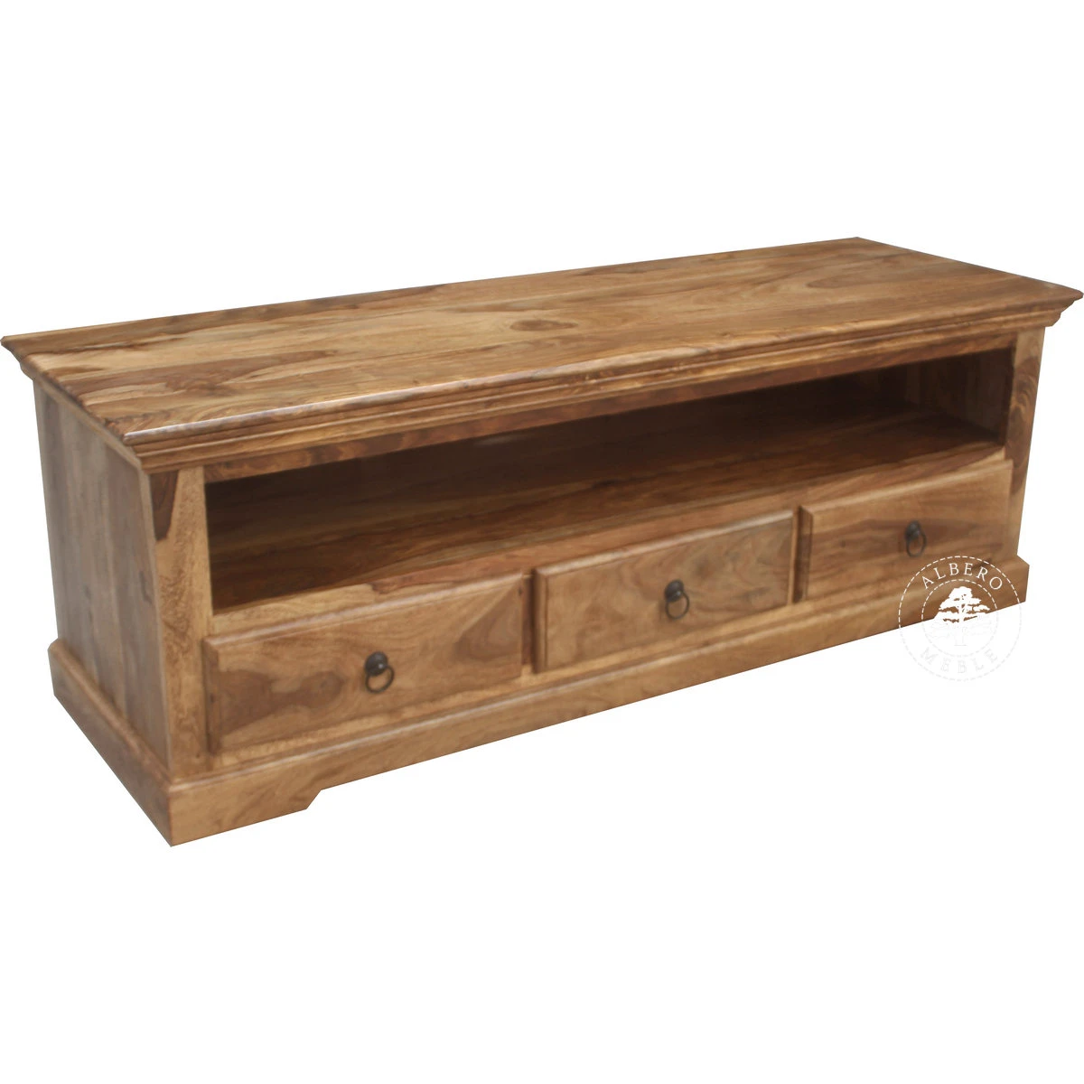 Kolonialna niska drewniana komoda RTV