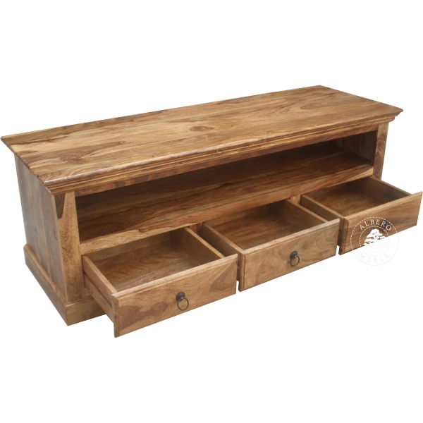 Kolonialna niska drewniana komoda RTV