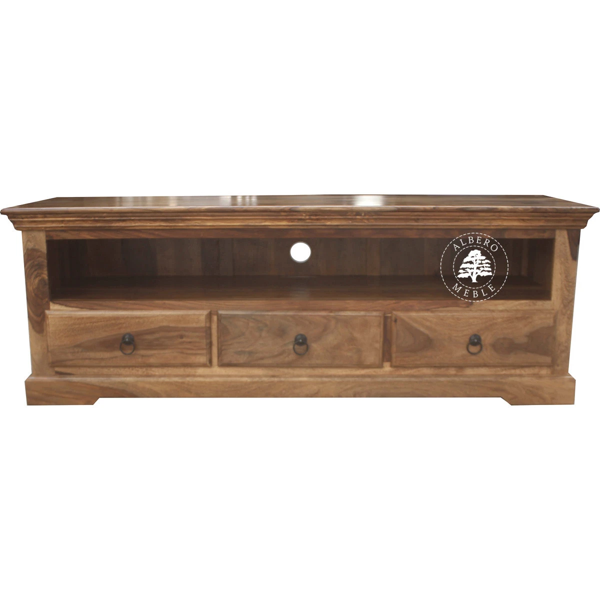 Kolonialna niska drewniana komoda RTV