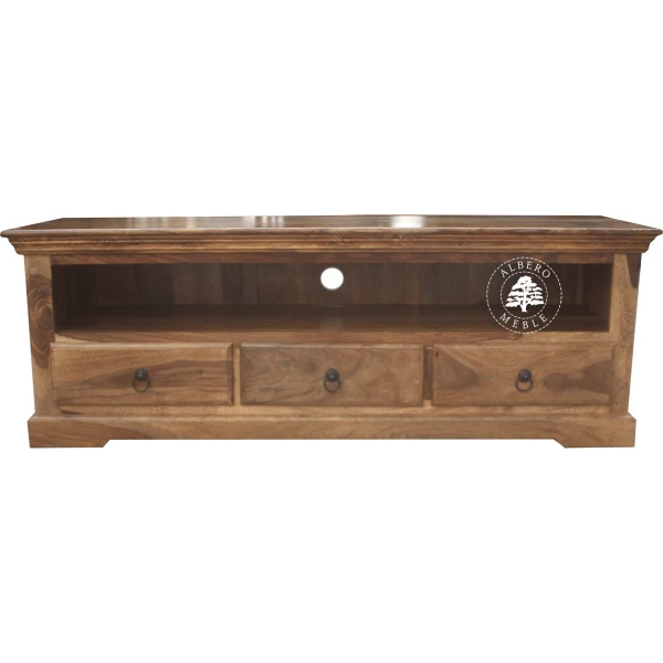 Kolonialna niska drewniana komoda RTV