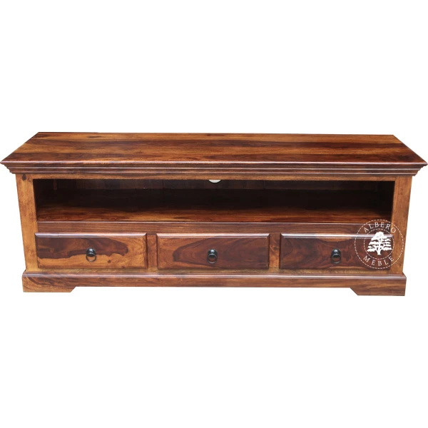 Kolonialna niska drewniana komoda RTV