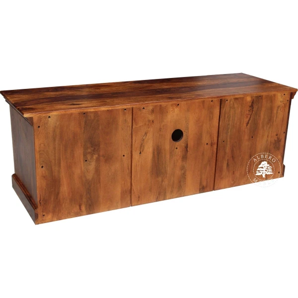 Kolonialna niska drewniana komoda RTV