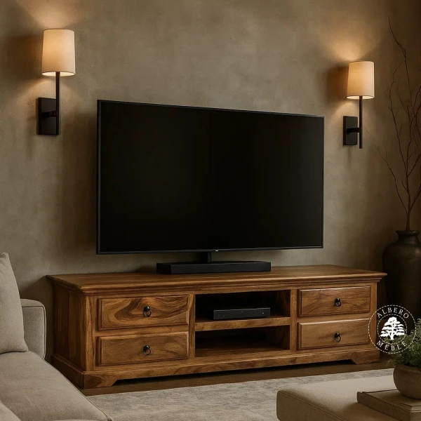 Klasyczna szafka RTV wykonana ręcznie z drewna