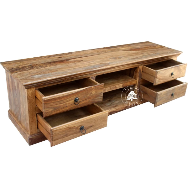 Klasyczna szafka RTV wykonana ręcznie z drewna