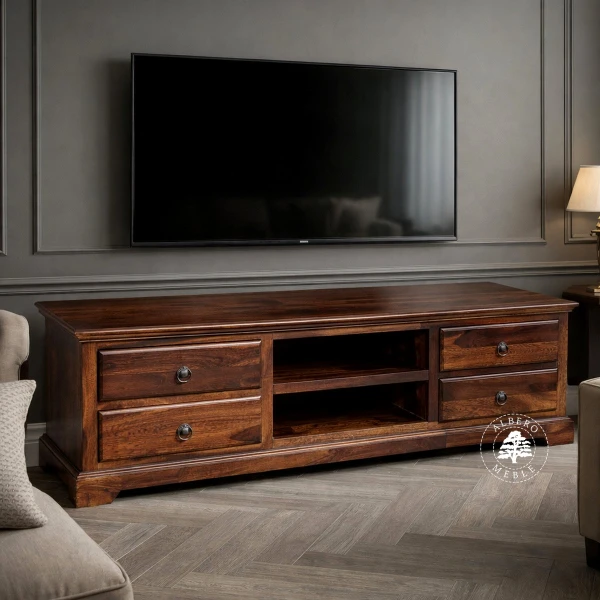 Klasyczna szafka RTV wykonana ręcznie z drewna