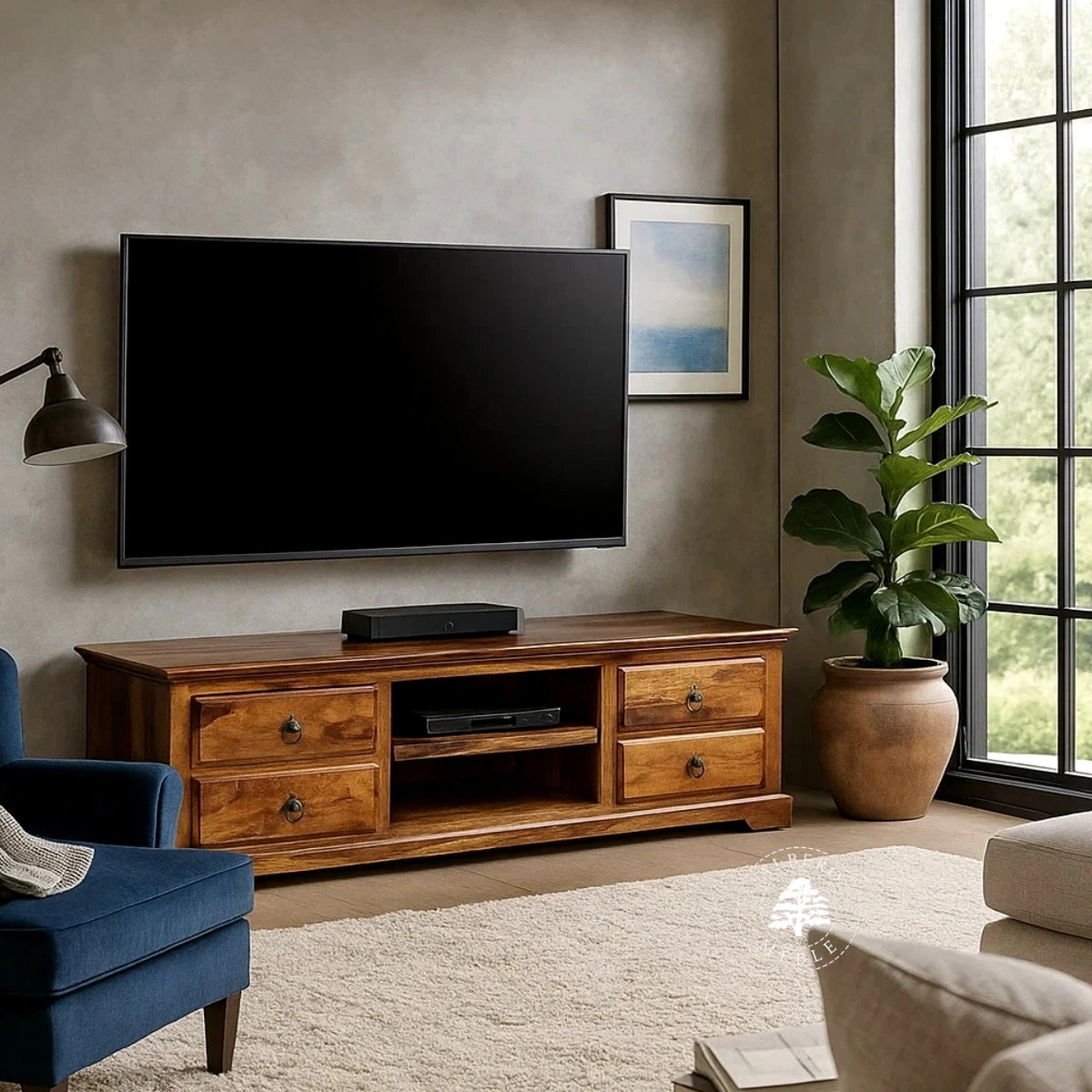 Klasyczna szafka RTV wykonana ręcznie z drewna