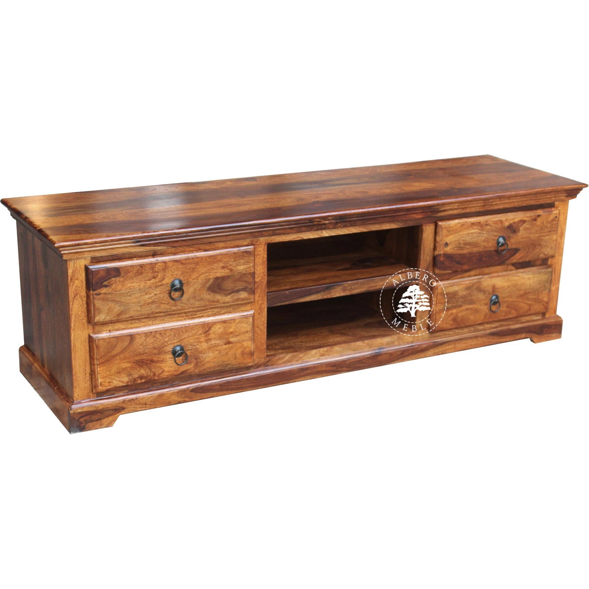 Klasyczna szafka RTV wykonana ręcznie z drewna