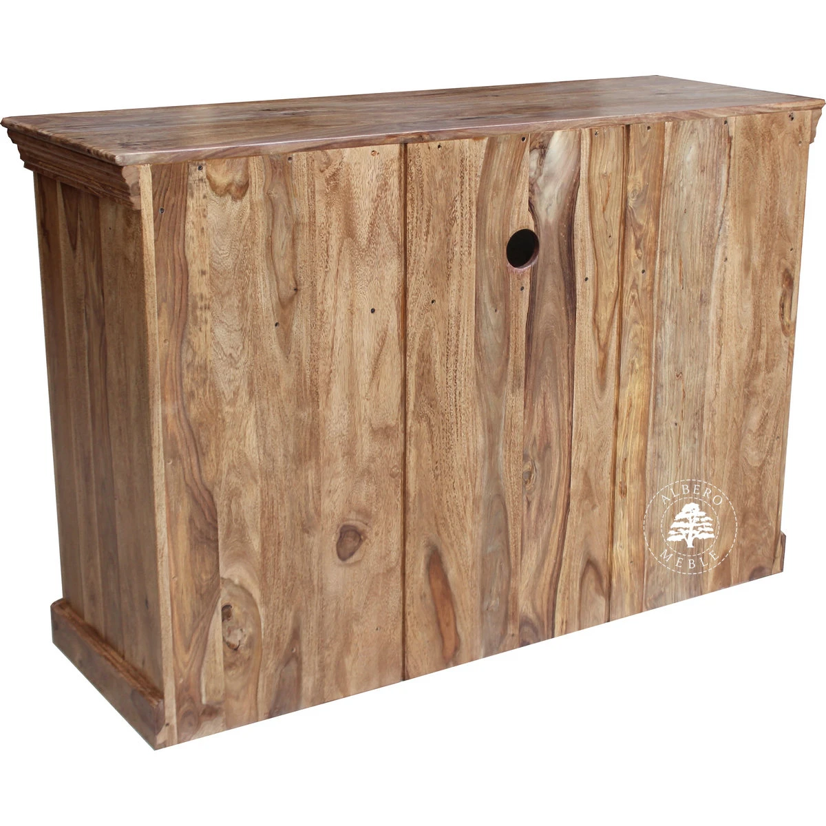 Klasyczna drewniana komoda na RTV z drzwiami