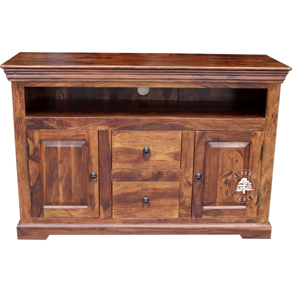 Klasyczna drewniana komoda na RTV z drzwiami