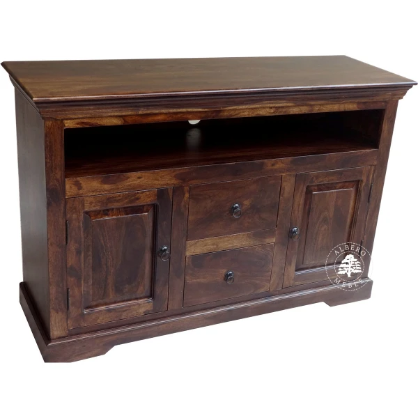 Klasyczna drewniana komoda na RTV z drzwiami