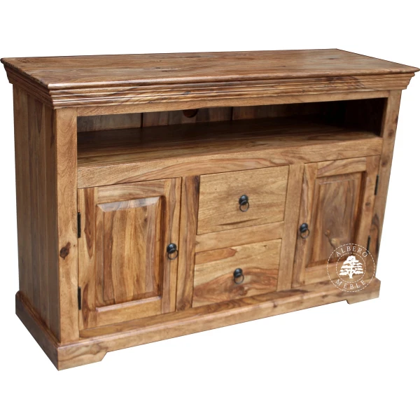 Klasyczna drewniana komoda na RTV z drzwiami