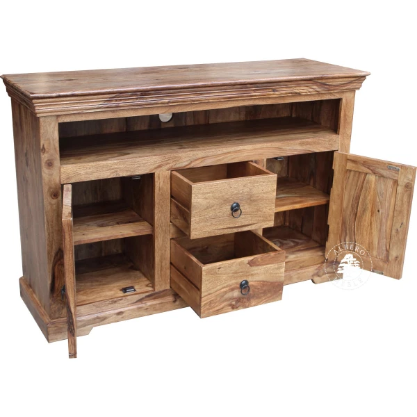 Klasyczna drewniana komoda na RTV z drzwiami