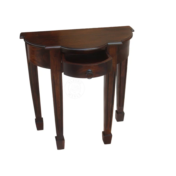 Stylizowana półokrągła konsola z litego drewna z ozdobny