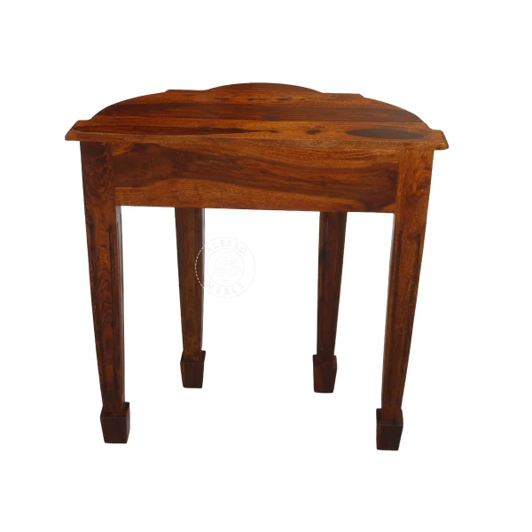 Stylizowana półokrągła konsola z litego drewna z ozdobny