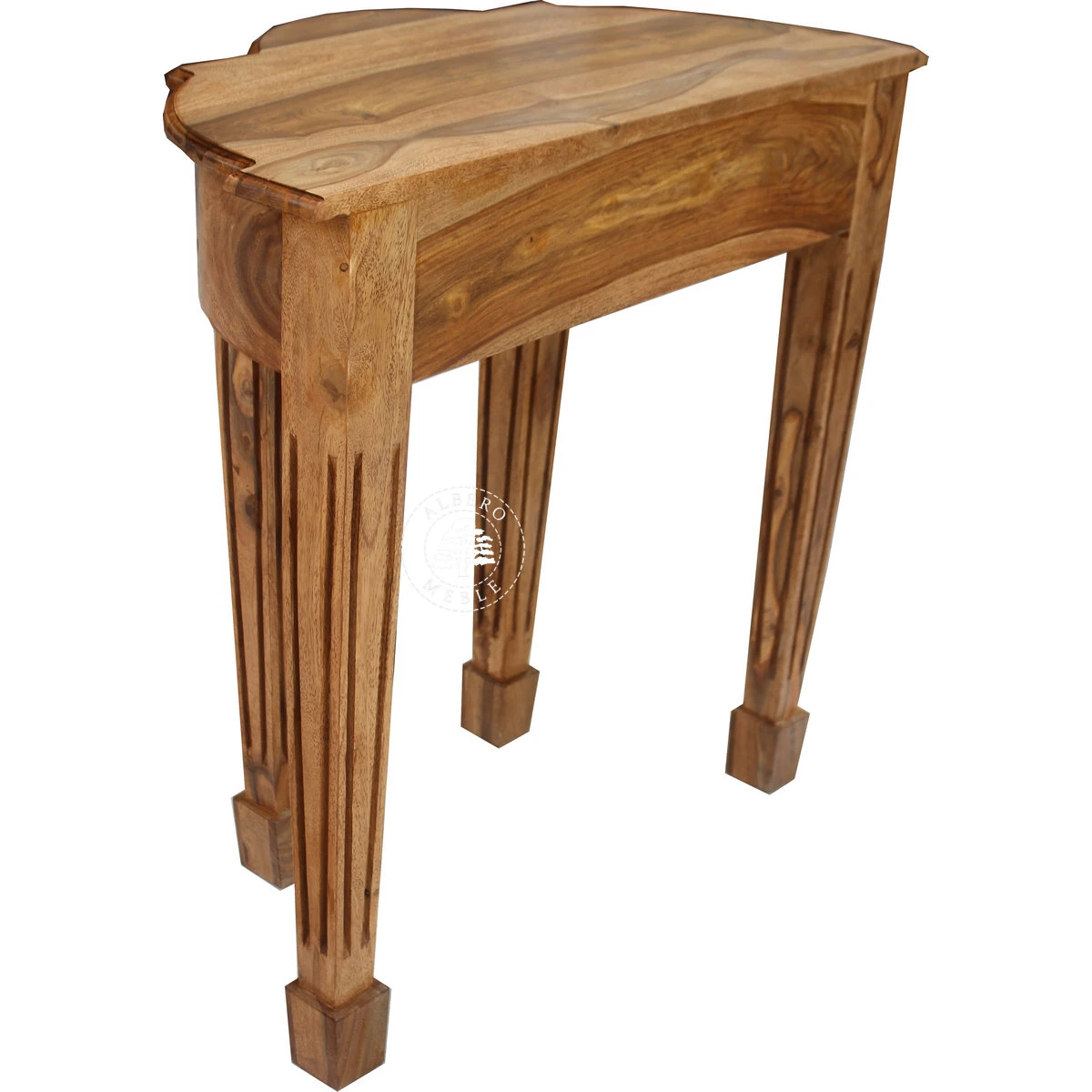 Stylizowana półokrągła konsola z litego drewna z ozdobny