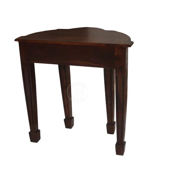 Stylizowana półokrągła konsola z litego drewna z ozdobny