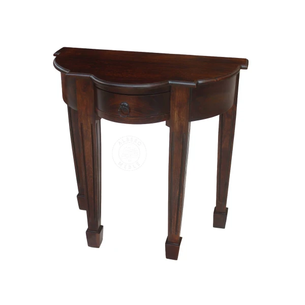 Stylizowana półokrągła konsola z litego drewna z ozdobny