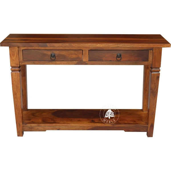 Długa kolonialna konsola z litego drewna palisander z dolna