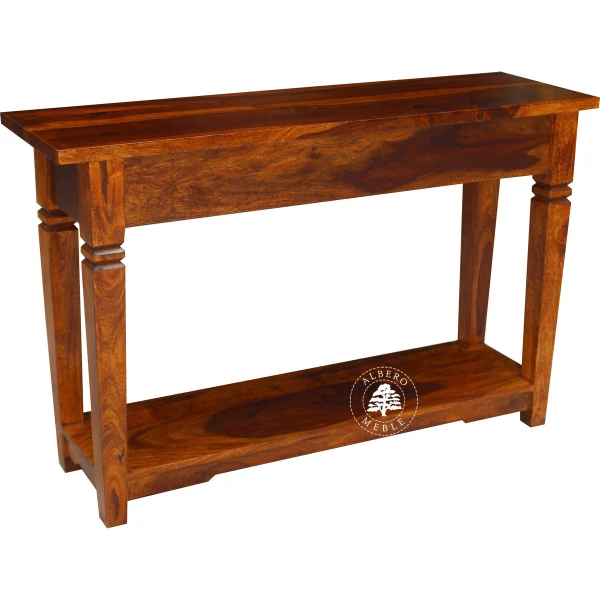 Długa kolonialna konsola z litego drewna palisander z dolna