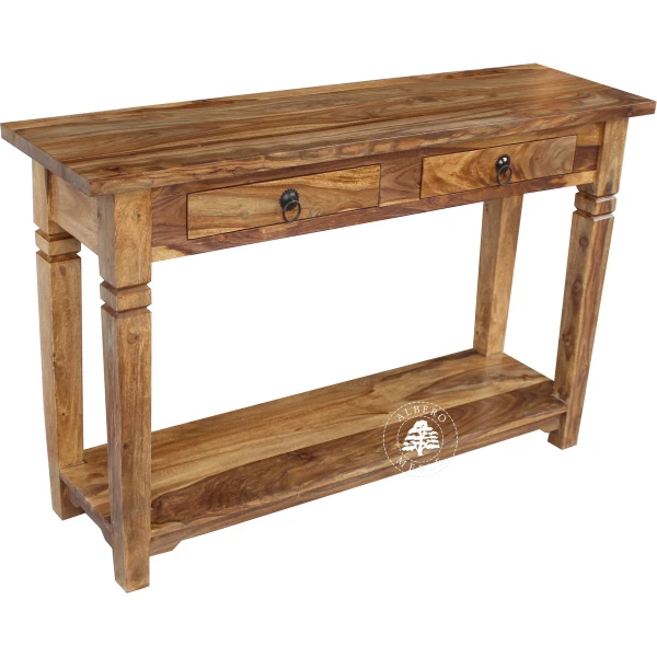 Długa kolonialna konsola z litego drewna palisander z dolna